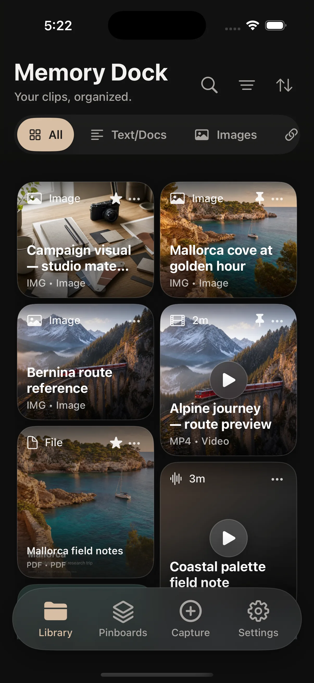 Memory Dock on iPhone.